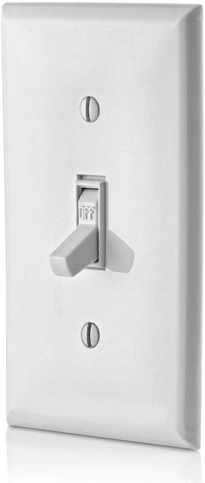 Leviton M22-01451-2WM Residential Grand Toggle Switch, White, 15 Amp