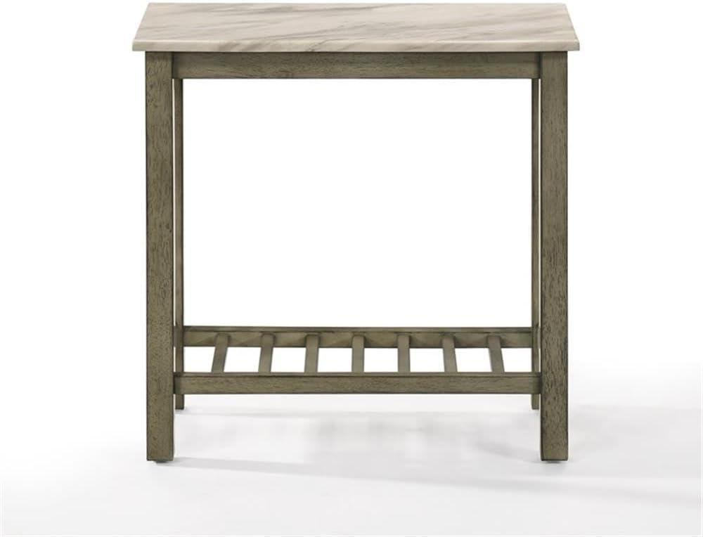 New Classic Furniture Eden 1-Shelf Faux Marble & Wood End Table in Gray