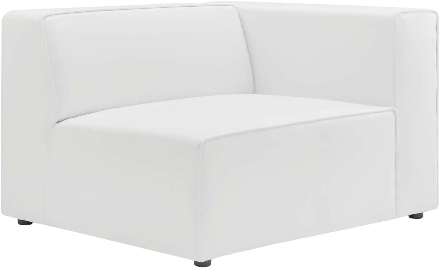 Modway Mingle Vegan Leather Right Armchair White: Modern Faux Leather, No Assembly, Wood Frame