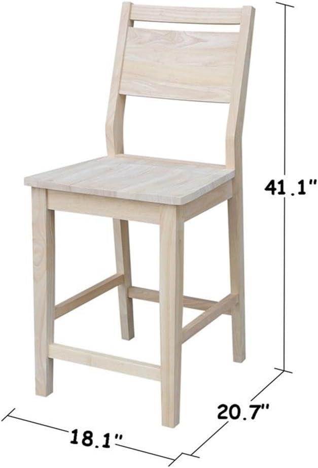 International Concepts Wood Slat Back Aspen Counter Height Panel Stool - Unfinished - 24" Seat Height