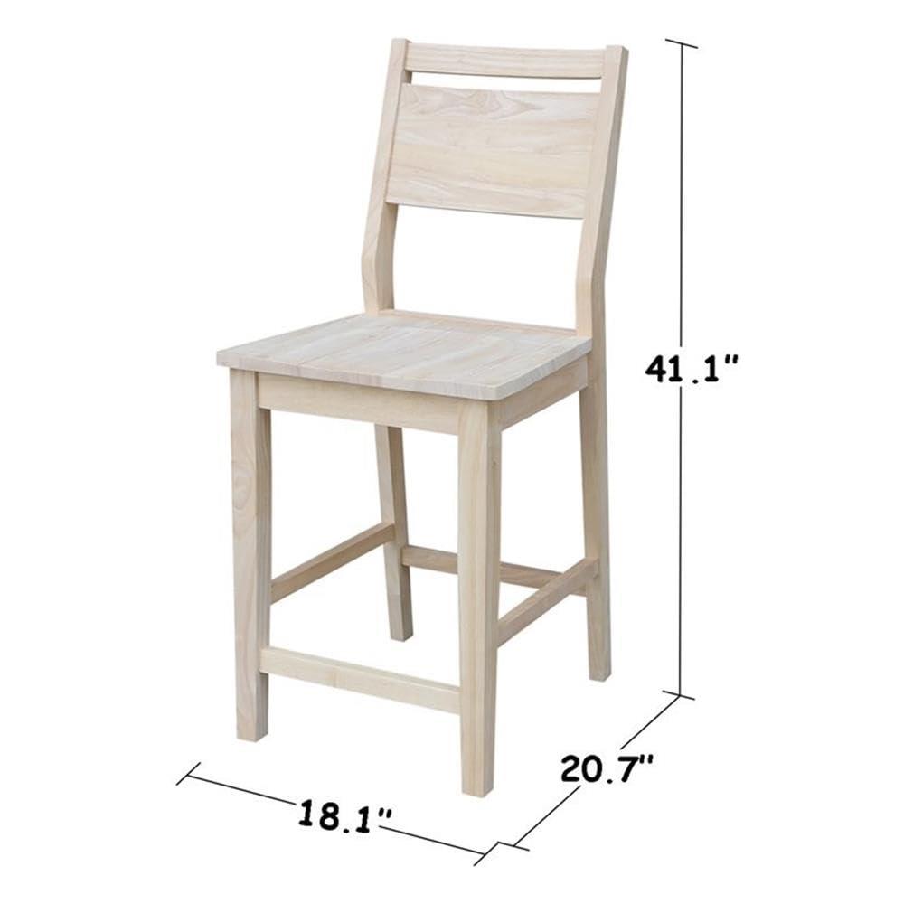 International Concepts Wood Slat Back Aspen Counter Height Panel Stool - Unfinished - 24" Seat Height