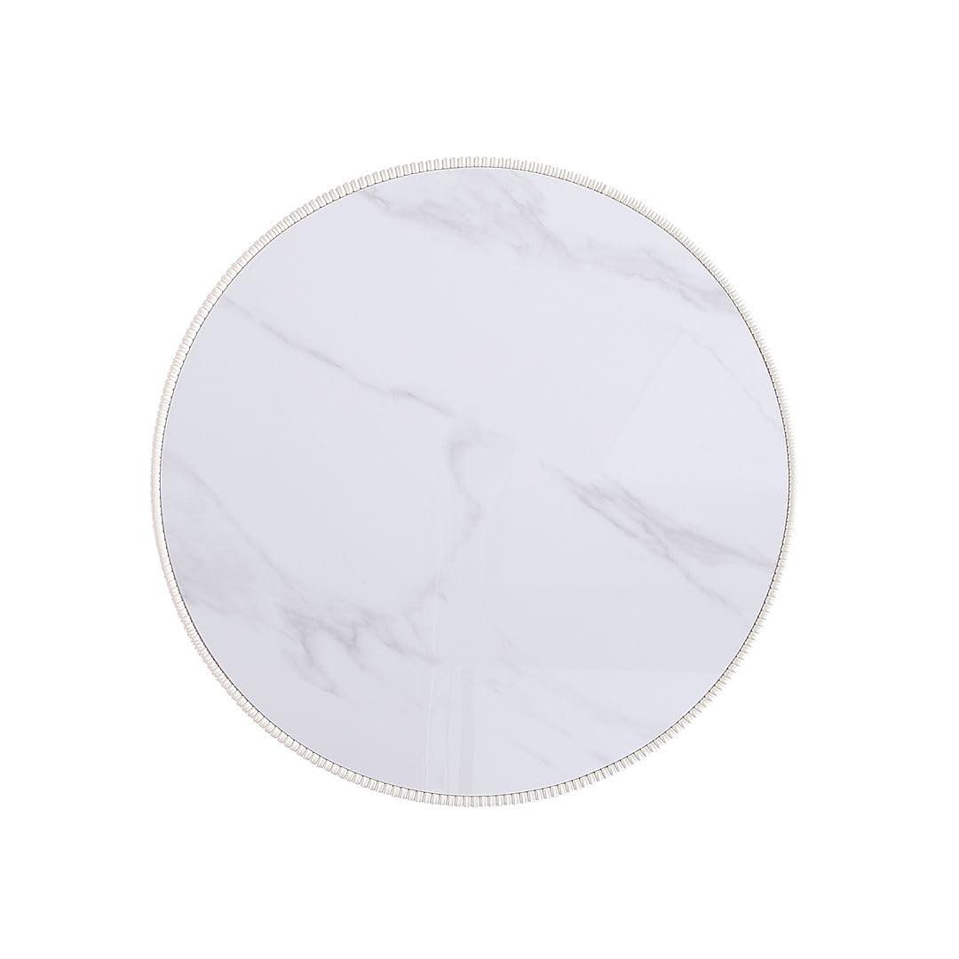 Manhattan Comfort 2pc Anderson Leatherette Upholstered Coffee Table and End Table with Metal Top Set Cream: Gold Finish, No Assembly Required