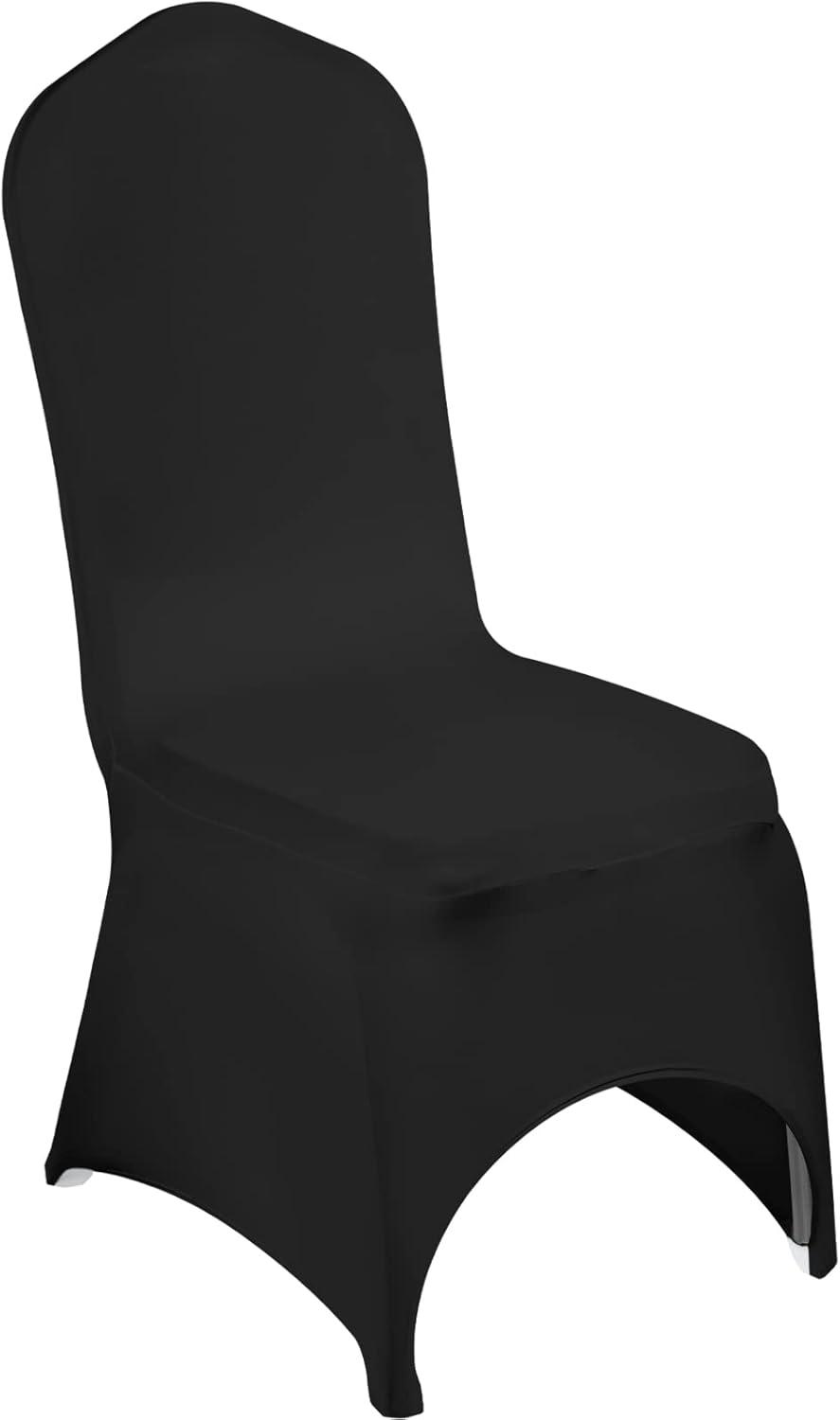 VEVOR Black Stretch Spandex Chair Covers, Set of 50 - Universal Fitted Slipcovers for Folding Chairs - Removable and Washable - Ideal for Weddings, Banquets, Parties, and Celebrations