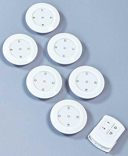 The Lakeside Collection Set of 6 Under Cabinet Puck Lights - Wireless Lighting with Remote