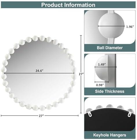 Marlowe Beaded Round Metal Wall Mirror