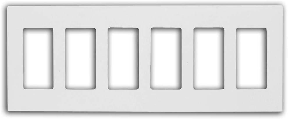 White Screwless 6-Gang Decora Wallplate