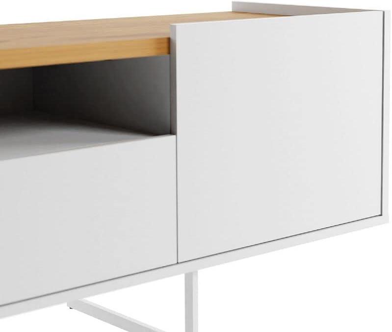 Winston TV Stand for TVs up to 65" White/Cinnamon - Manhattan Comfort: Entertainment Center with Cable Management