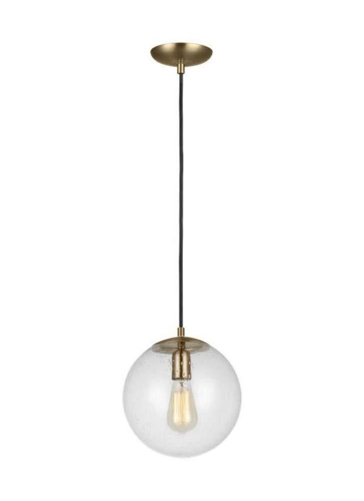 Satin Aluminum Globe Semi-Flush Mount with Clear Seeded Glass