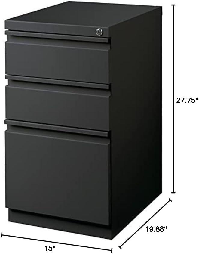 Hirsh 20" Deep Mobile Pedestal File Cabinet 3 Drawer Box-Box-File, Letter Width, Charcoal