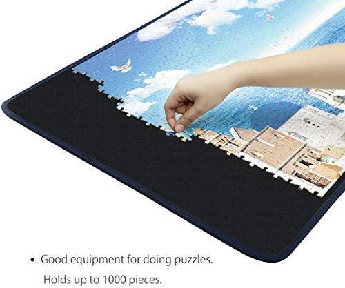 Becko US Jigsaw Puzzle Board Portable Puzzle Mat for Puzzles Storage Saver, Non-Slip Surface, Sturdy and Movable, Up to 1000 Pieces (Blue/Black)