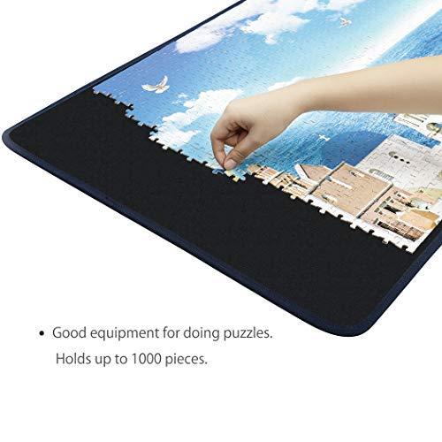 Becko US Jigsaw Puzzle Board Portable Puzzle Mat for Puzzles Storage Saver, Non-Slip Surface, Sturdy and Movable, Up to 1000 Pieces (Blue/Black)