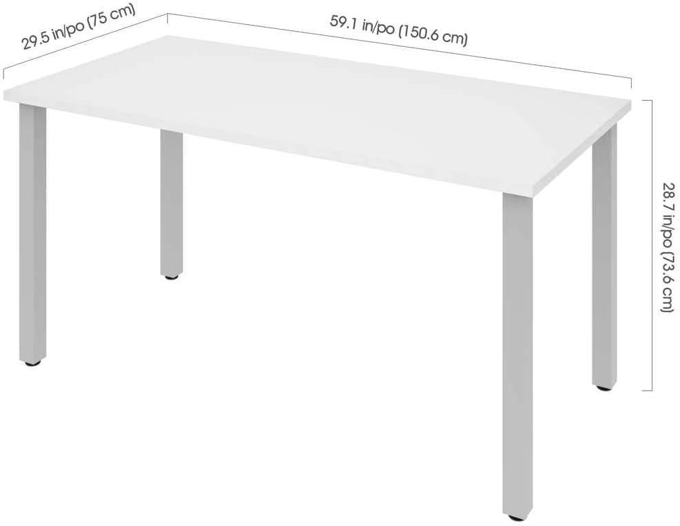 Bestar 30" Modern styled Metal x 60" Work Table in White Finish