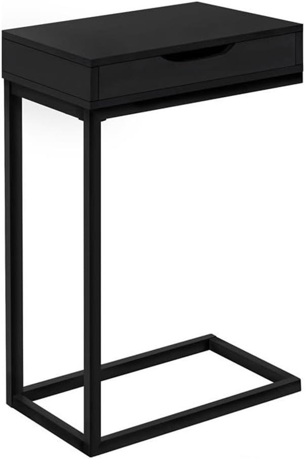 Monarch Specialties ACCENT TABLE - BLACK / BLACK METAL WITH A DRAWER