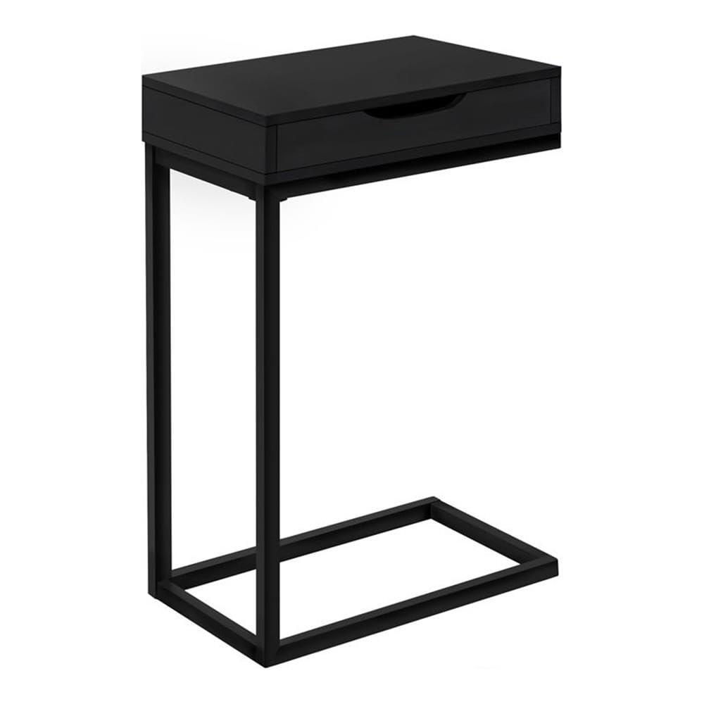 Monarch Specialties ACCENT TABLE - BLACK / BLACK METAL WITH A DRAWER