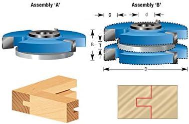 Amana Tool SC577 Carbide Tipped 3-Wing Tongue & Groove Reversible Stile & Rail 2-13/32 Dia x 3/4 Cut Height x 1/2 & 3/4 Bore Shaper Cutter for 3/4-Inch Material