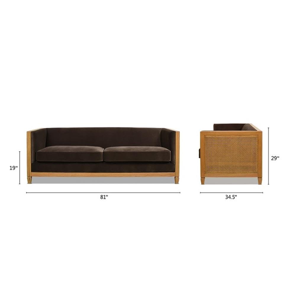 Jennifer Taylor Home Georgia Cane Rattan Tuxedo Seating Collection (Sofa), Brown