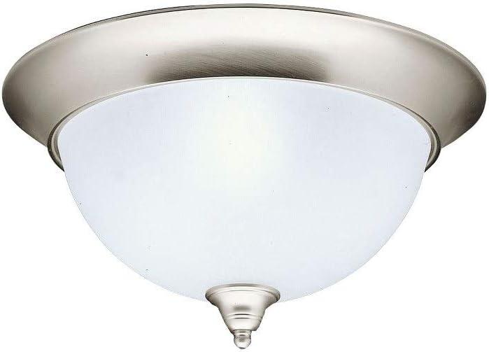 Transitional 15'' Brushed Nickel 3-Light Flush Mount with Etched Glass