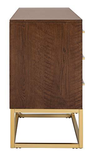 Estelle Transitional Walnut Dresser with Brass Accents 56"