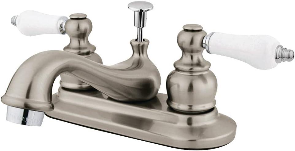 Victorian Brushed Nickel and Chrome Centerset Bathroom Faucet