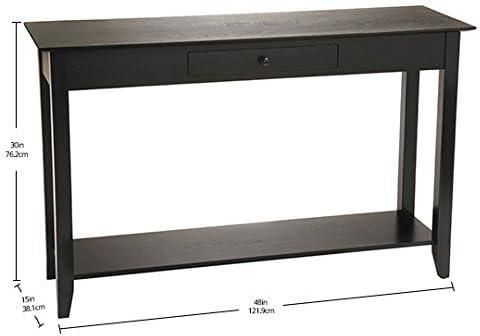 Black Wood Console Table with Drawer and Shelf