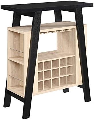 Convenience Concepts Newport Bar Console in Black and Weathered White Wood