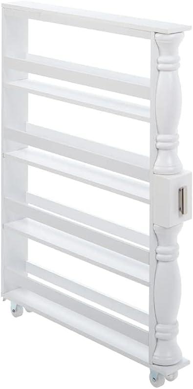 The Lakeside Collection Slim Rolling Can and Spice Racks - White