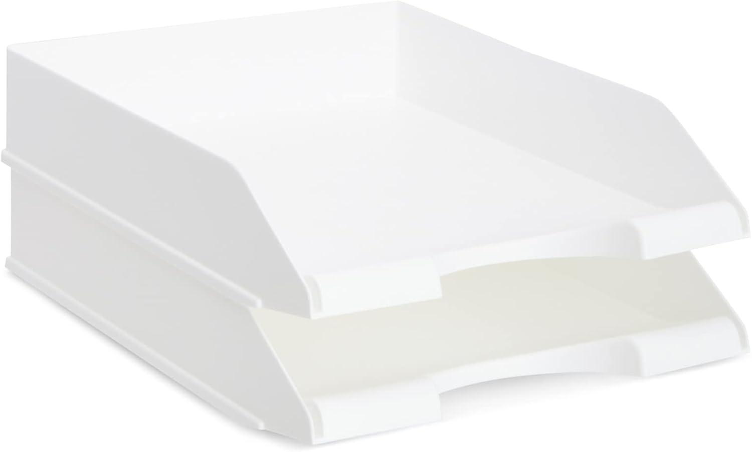 White Stackable Plastic Paper Trays for Letter Documents