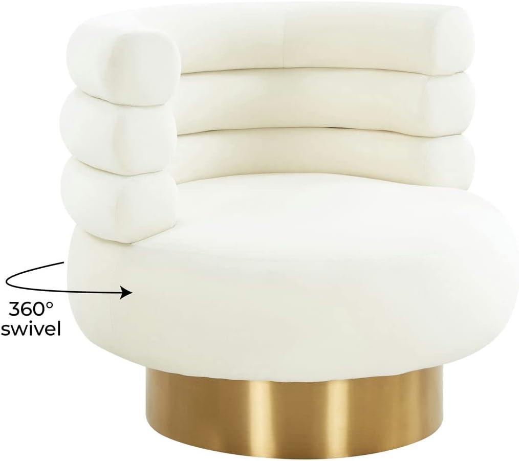 Handcrafted Naomi Cream Velvet 31.9" Swivel Chair