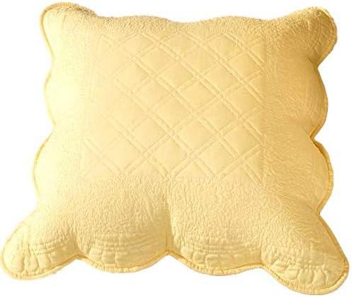 Buttercup Yellow Cotton Quilted Euro Sham with Scalloped Edges