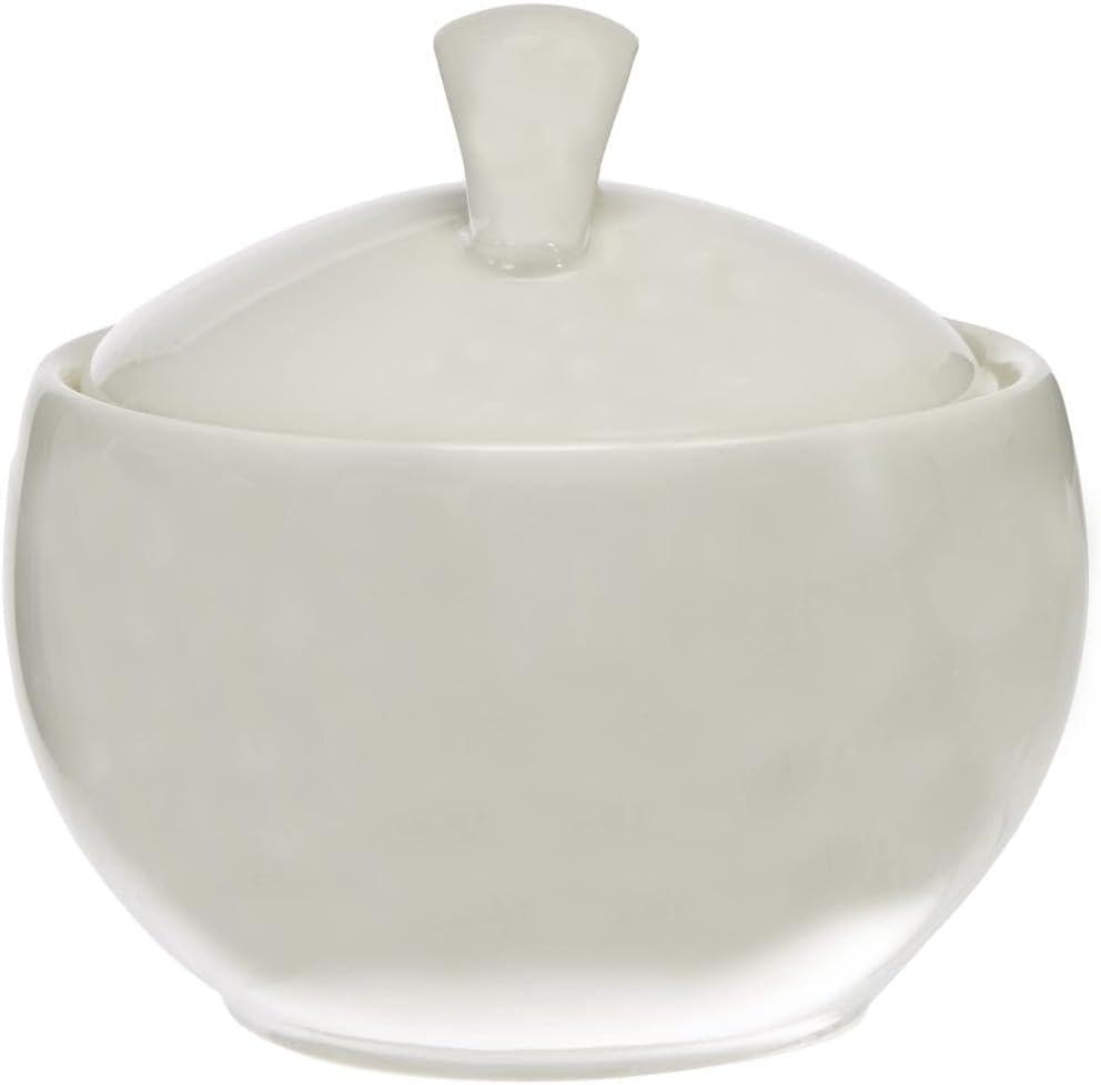 White Premium Porcelain Round Sugar Bowl with Lid