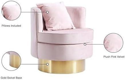 Meridian Furniture Kendra Pink Velvet Swivel Accent Chair