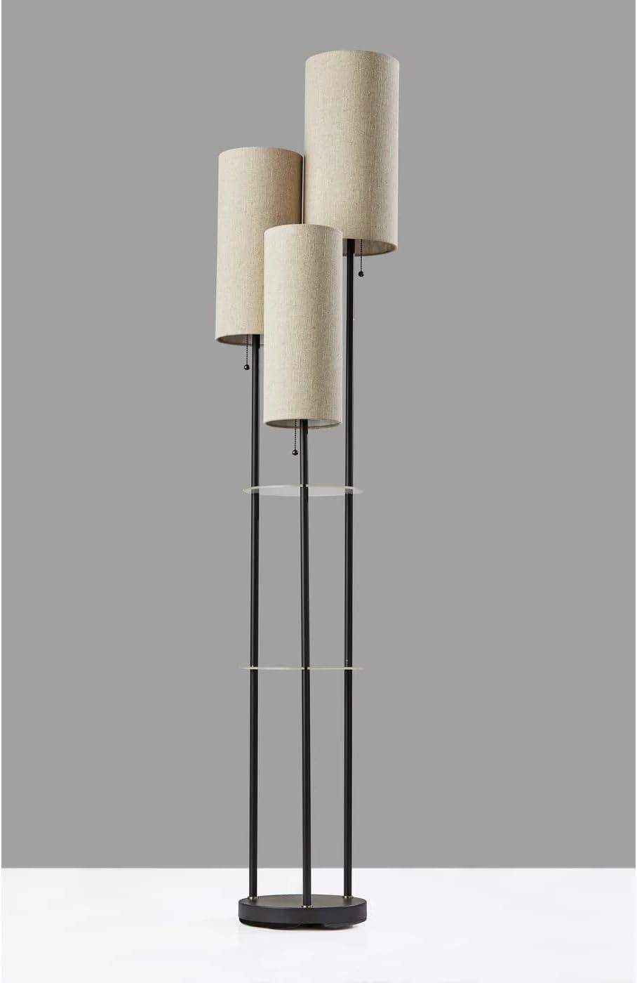 Trio Shelf Floor Lamp in Matte Black Finish