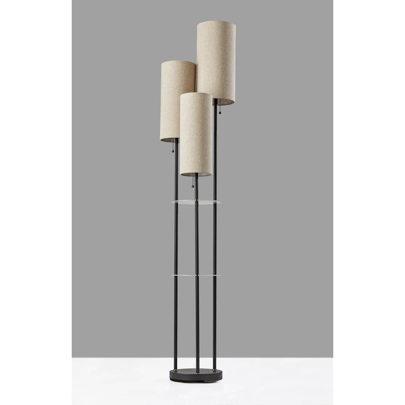 Trio Shelf Floor Lamp in Matte Black Finish