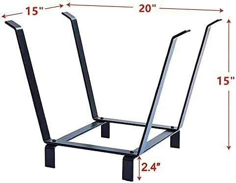 PHI VILLA 20 Inches Medium Decorative Indoor/Outdoor Firewood Log Rack Bin with Scrolls, Black