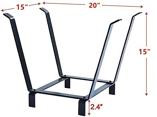 PHI VILLA 20 Inches Medium Decorative Indoor/Outdoor Firewood Log Rack Bin with Scrolls, Black