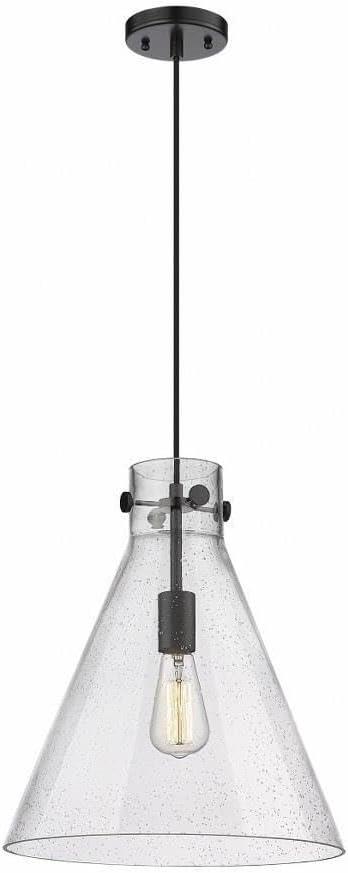 Newton Cone Matte Black Glass Pendant Light