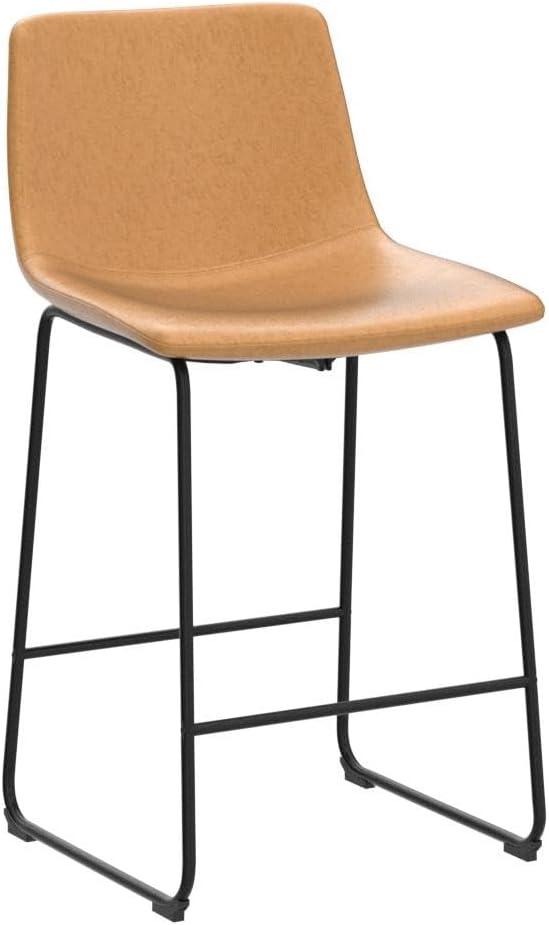 GIKPAL Barstools 26'' PU Leather Counter Height Bar Stools Set of 4 with Back Modern Armless Chairs with Footrest and Metal Legs for Kitchen Living Room Pub, Black