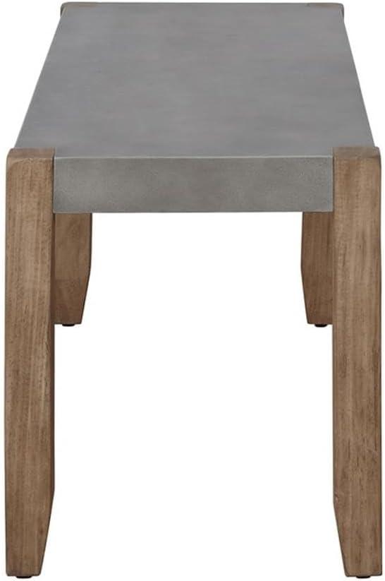 Alaterre Newport 40"L Faux Gray Concrete and Wood Bench