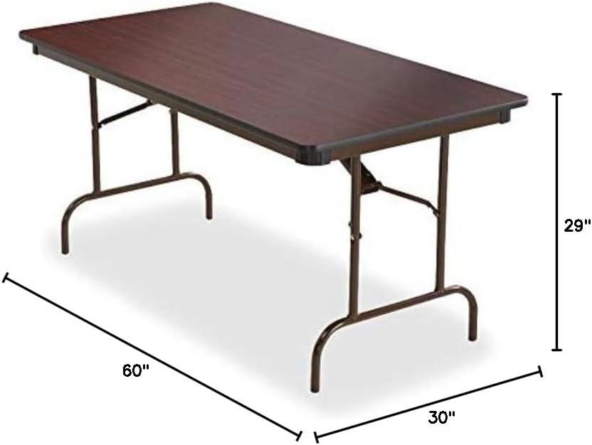 Mahogany Wood Laminate Folding Table with Steel Legs