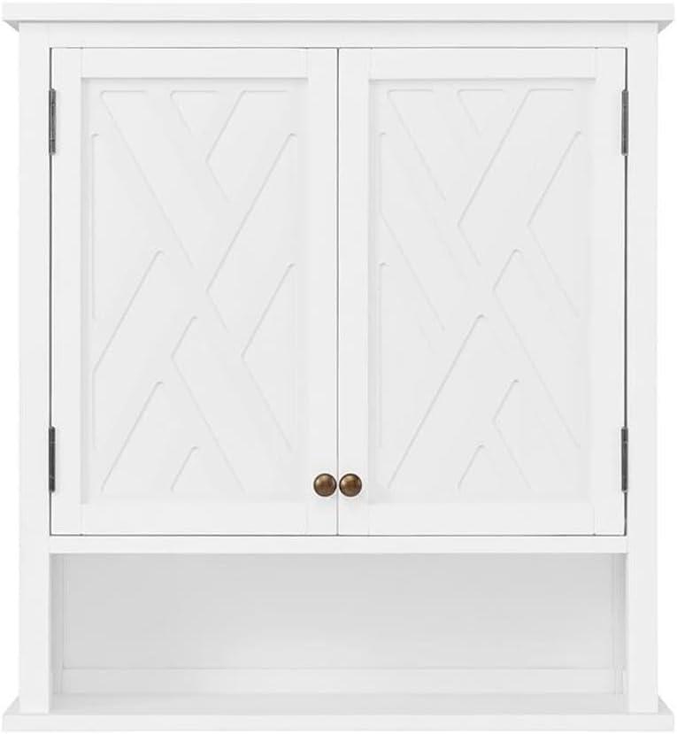 Coventry 27"W x 29"H Wall Mounted Bath Storage Cabinet with Two Doors and Open Shelf