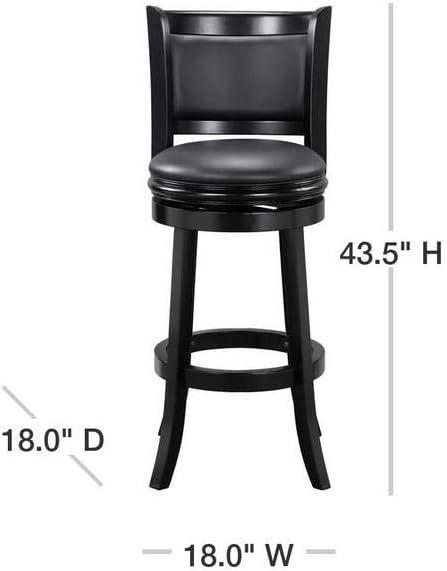 Augusta 29" Black Faux Leather Swivel Wood Bar Stool