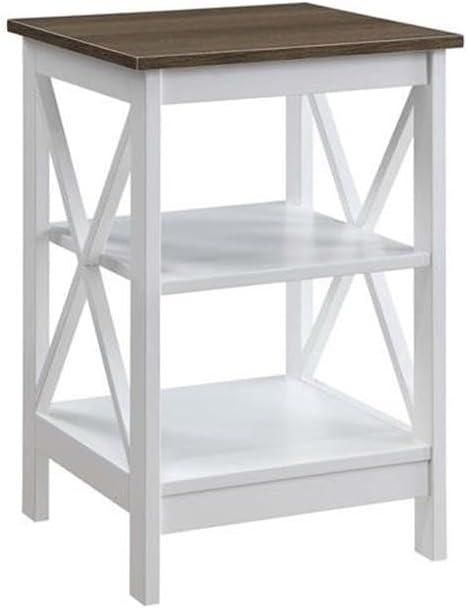 Xavier End Table with Open Shelves Driftwood/White