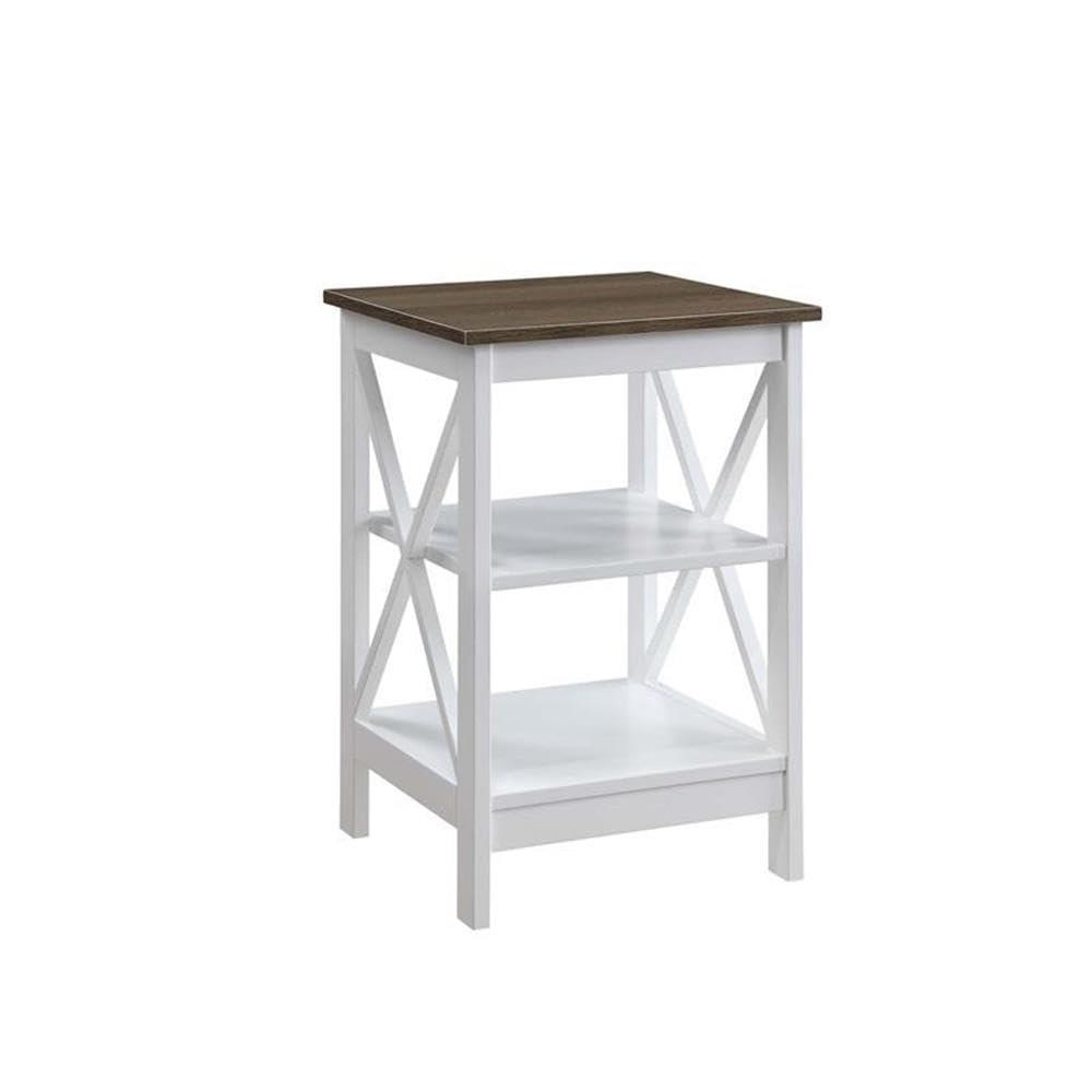 Xavier End Table with Open Shelves Driftwood/White