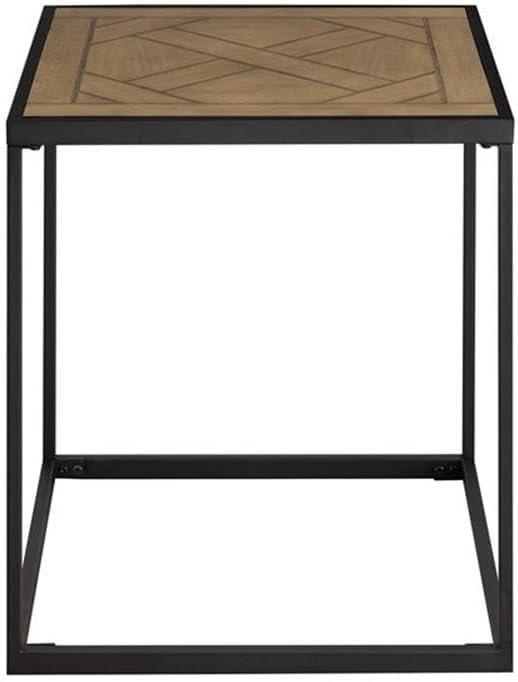 Pemberly Row 20" Square Wood Side Table with Parquet Veneer Top - Brown