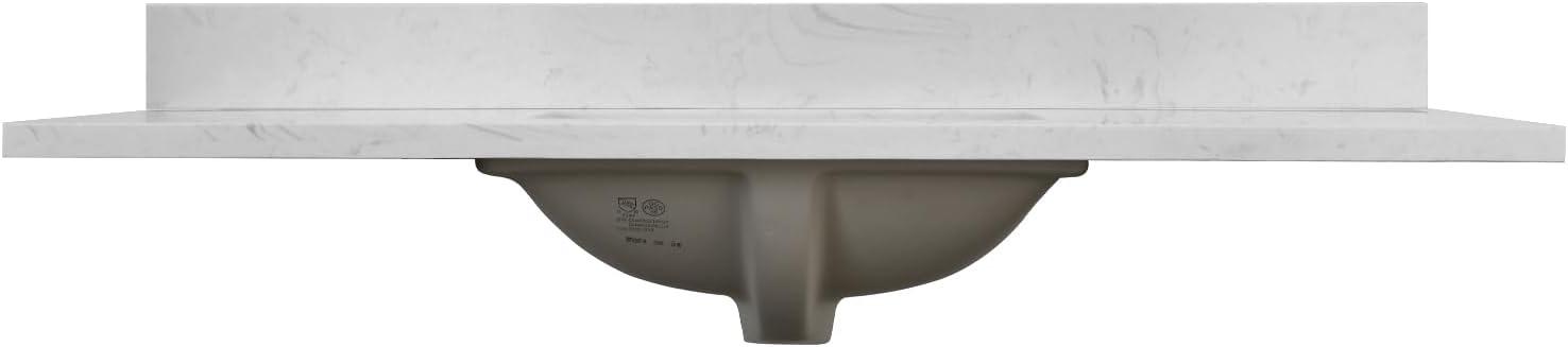 48" White Engineered Stone Vanity Top with Center Sink