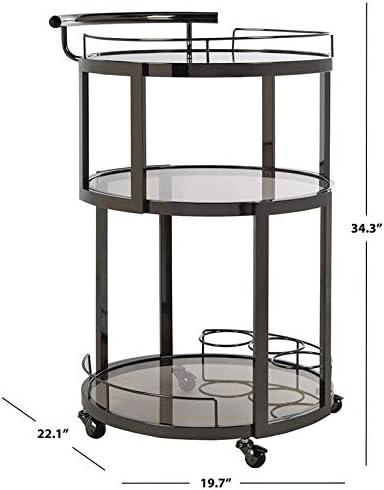 Rio 3 Tier Round Bar Cart - BCT8002B - Black Nickel/Tea - Safavieh