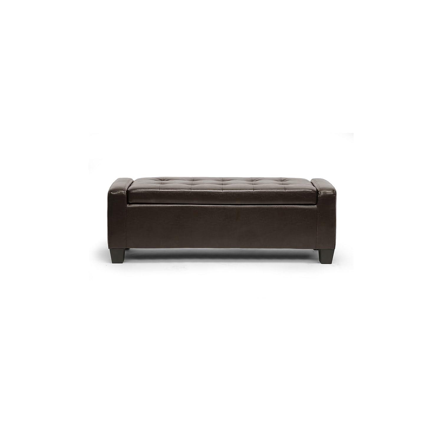Manchester Ottoman Dark Brown - Baxton Studio: Modern Upholstered Bench, Wood Composite Frame, Spot Clean