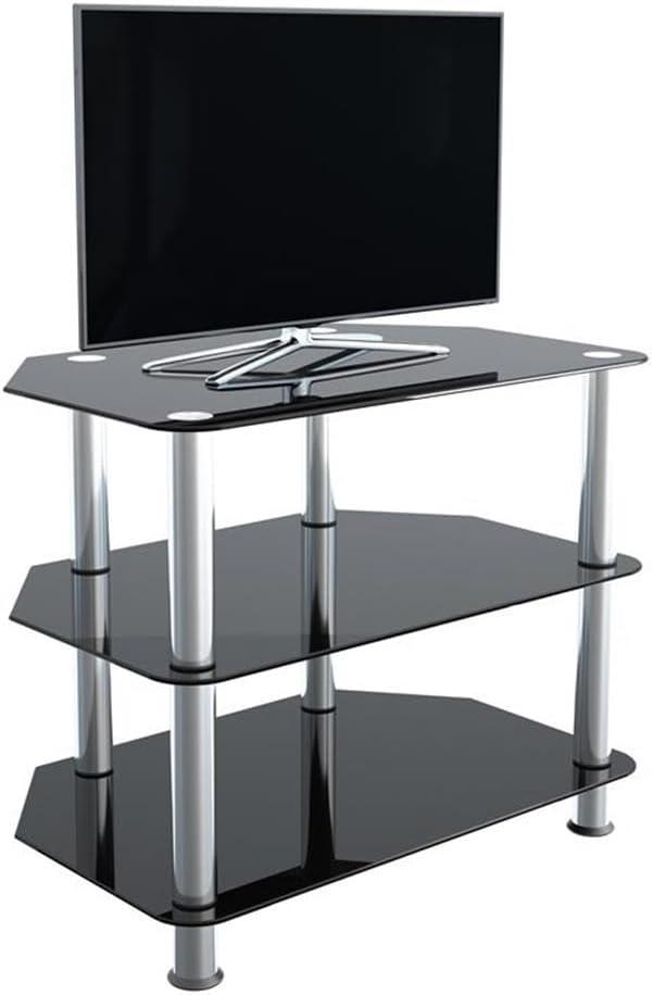 AVF Classic SDC600-A - Stand - corner - for TV / AV System - stainless steel, tempered glass - black glass, chrome effect - screen size: 12"-32" - floor-standing