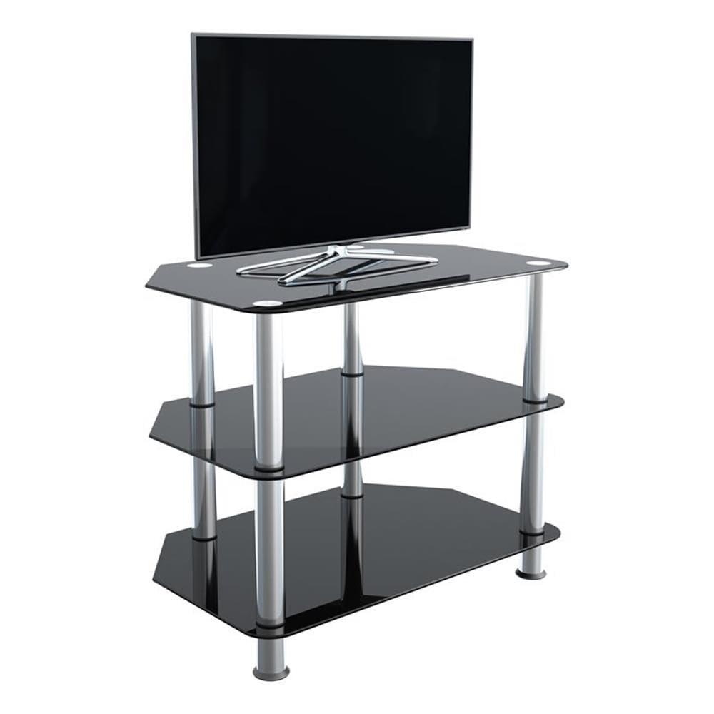 AVF Transitional Steel and Glass TV Stand for up to 32" TVs in Black/Chrome