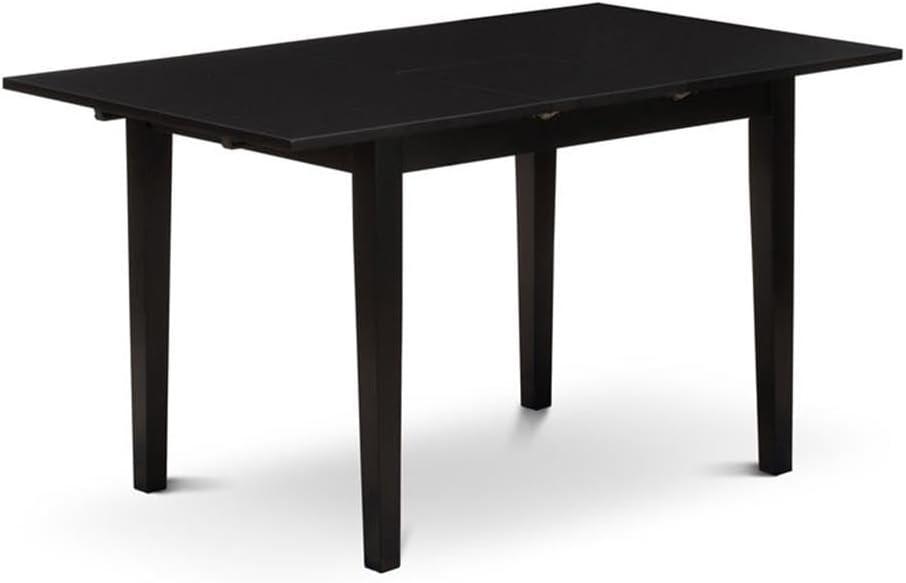 Norden Rectangular Modern Dining Table with Black Table Top Surface & Solid Wood Rectangular Legs